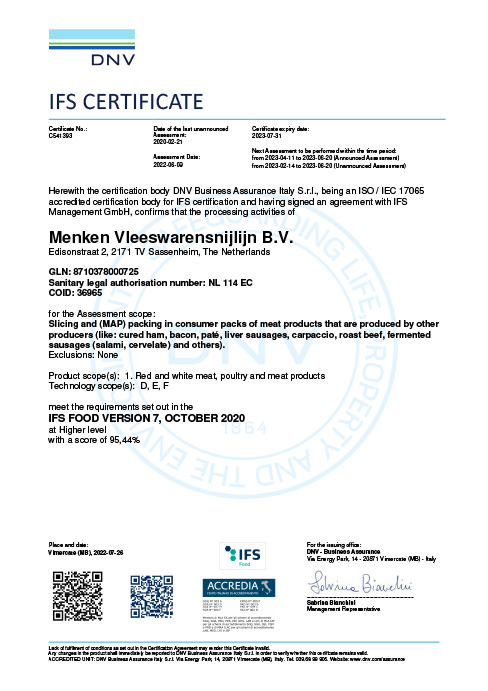 IFS certificaat Snijlijn